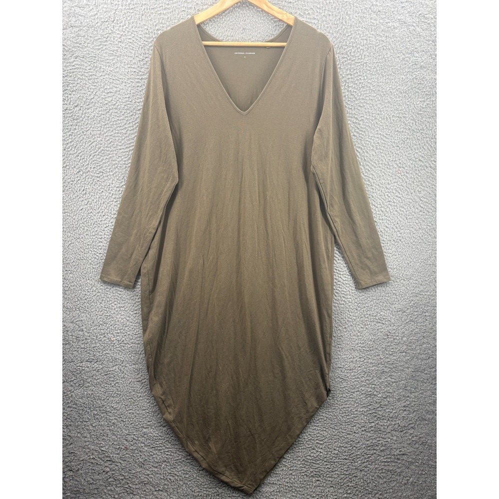 Universal Standard Geneva Dress Womens S Brown V-Neck Long Sleeve USDR0373LV